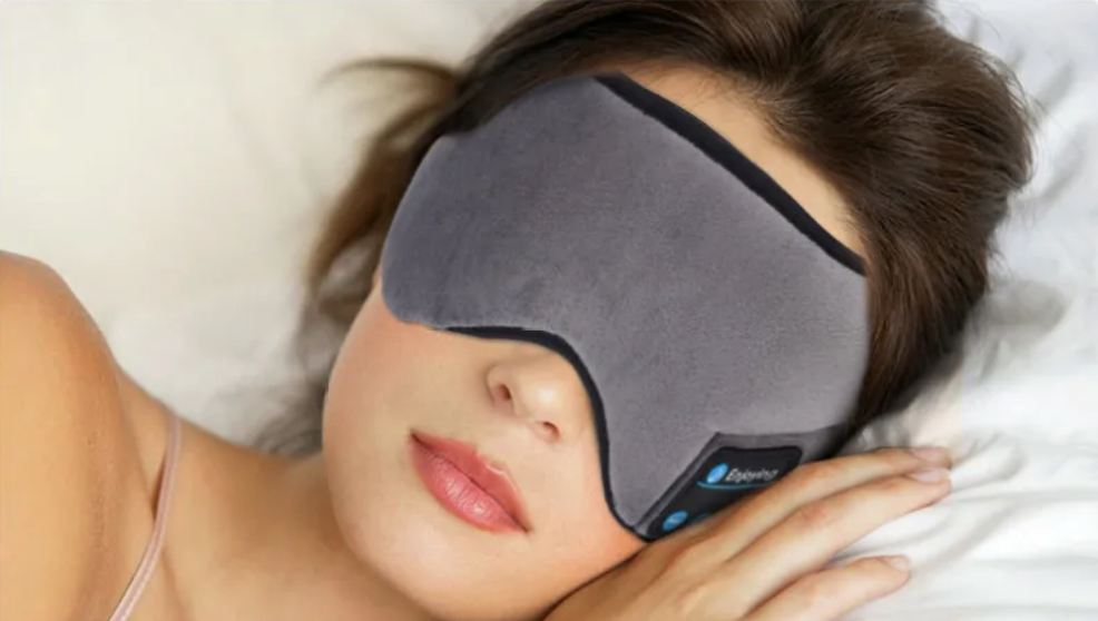 Wearing the Sleeping Beauty sleep mask